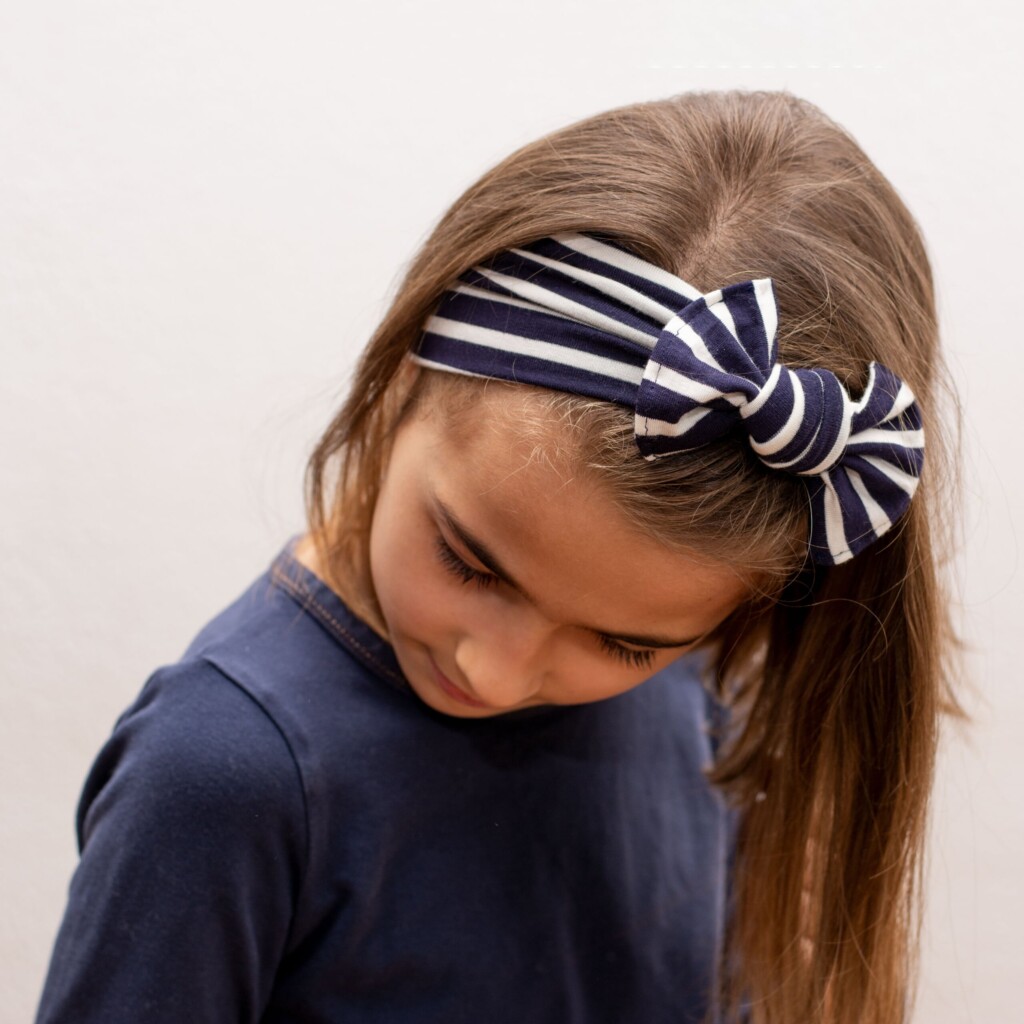 Bandeau cheveux flexible citrons en coton bio, mode fille ou mode enfant