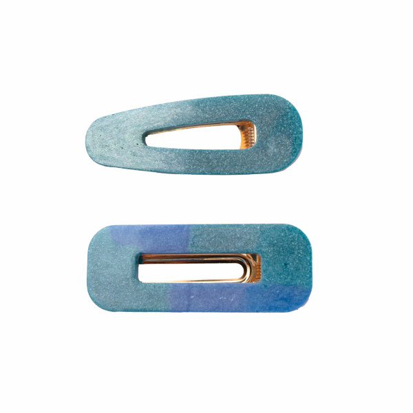 barrette résine bleu turquoise