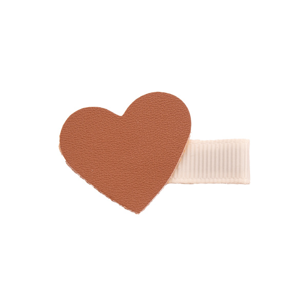 barrette fille coeur marron