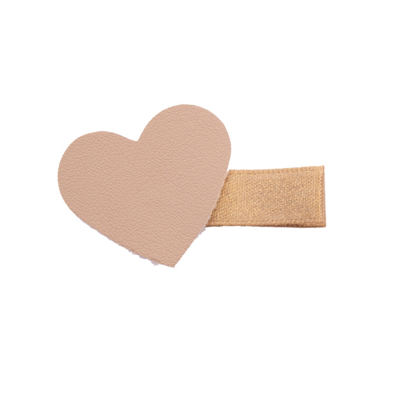 barrette coeur uni beige et or enfant