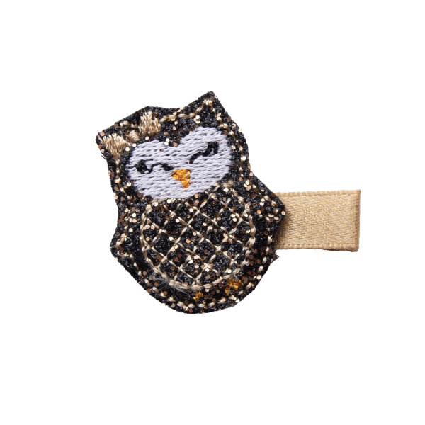 Barrette bebe fille chouette chic or noir