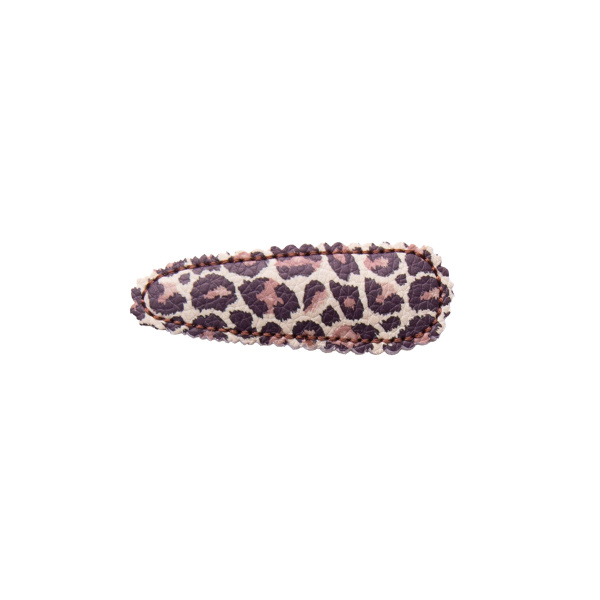 Barrette clic clac leopard simili cuir