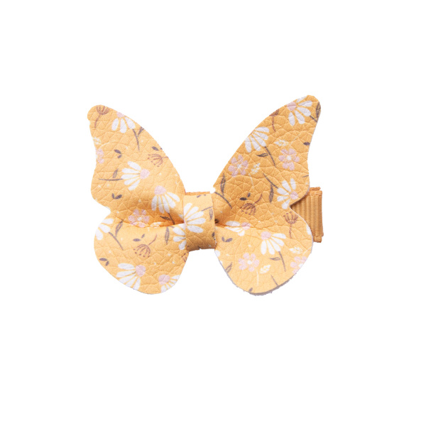 Barrette papillon automne jaune moutarde