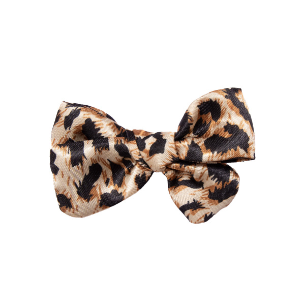 Barrette noeud noué leopard satin