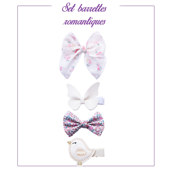 barrettes filles anti glisse romantiques set