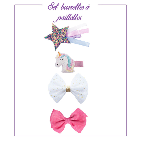 SET barrettes filles a paillettes