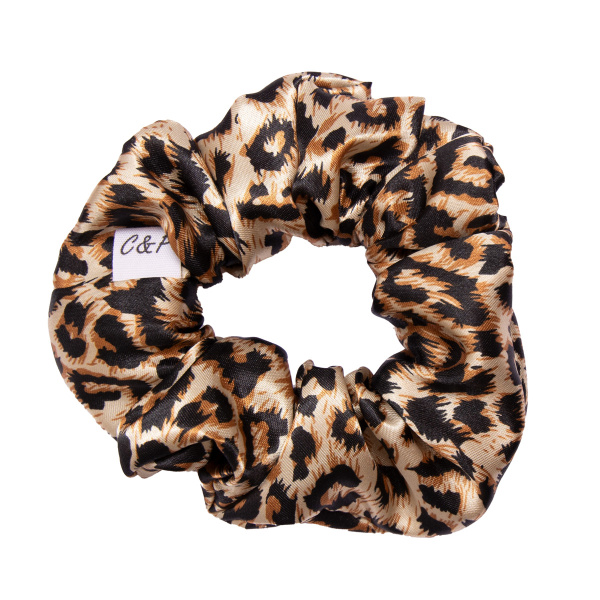 chouchou cheveux femme leopard satin