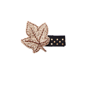 Barrette cheveux feuille or noir