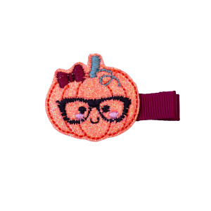 Barrette fille citrouille à lunettes