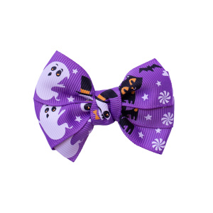 Barrette nœud ruban violet Halloween