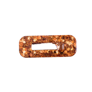 Barrette résine rectangle orange cuivré