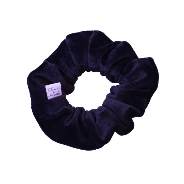 Chouchou cheveux noir femme velours lisse