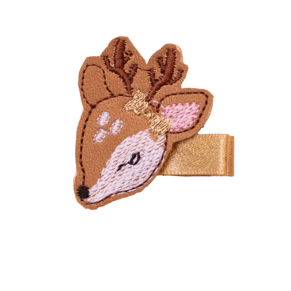 Barrette enfant faon noeud or