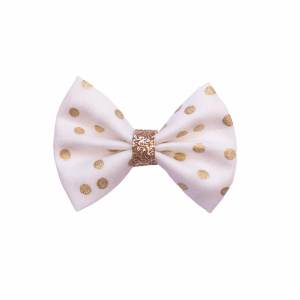 Barrette fille noeud blanc pois or