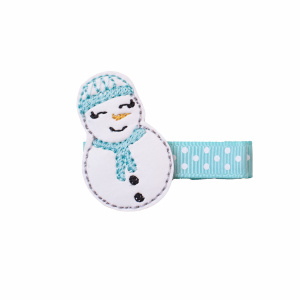 Barrette bonhomme de neige bleu phosphorescent