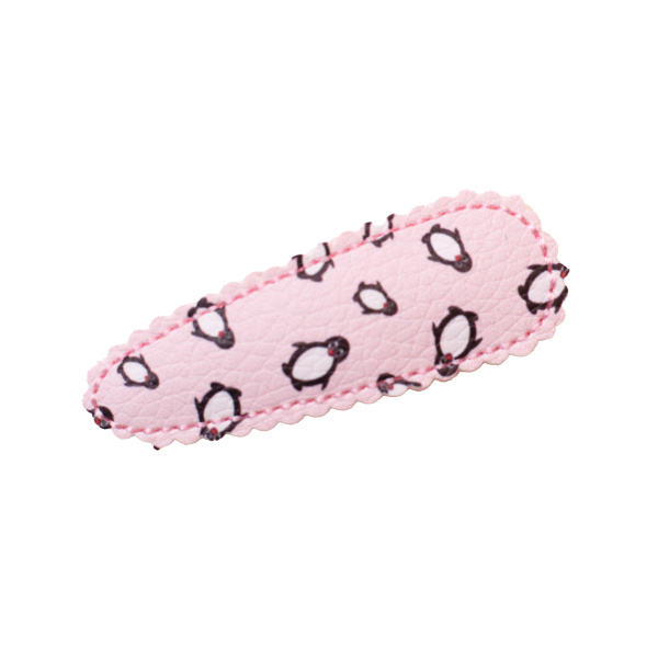 Barrette enfant clic clac pingouins rose