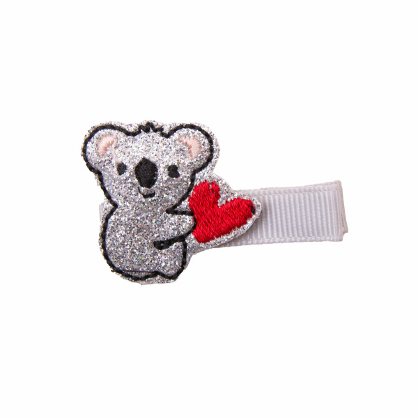 barrette fille koala coeur rouge