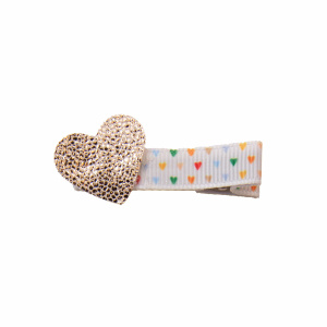 Barrette coeur or sur ruban petits coeurs