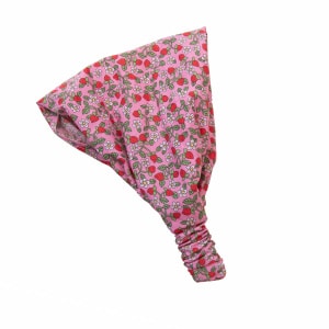 Bandeau fichu enfant Liberty petites fraises roses