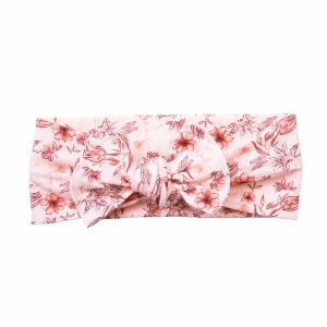 Bandeau bébé jersey fleuri rose