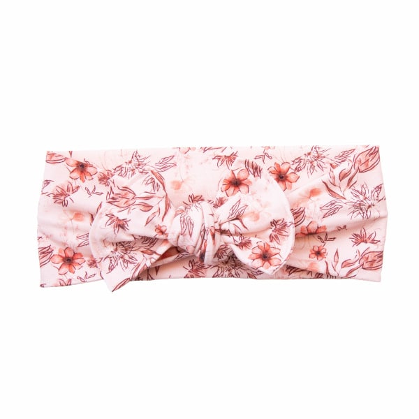 bandeau jersey fleuri rose