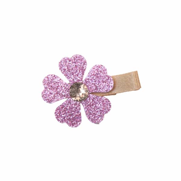 barrette anti glisse fleur rose paillettes