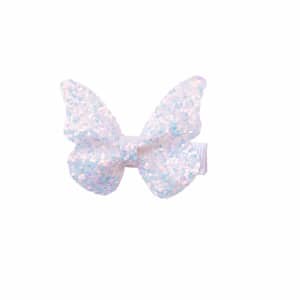 Barrette papillon ultra paillettes blanc