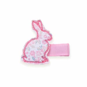 Barrette lapin fleuri rose