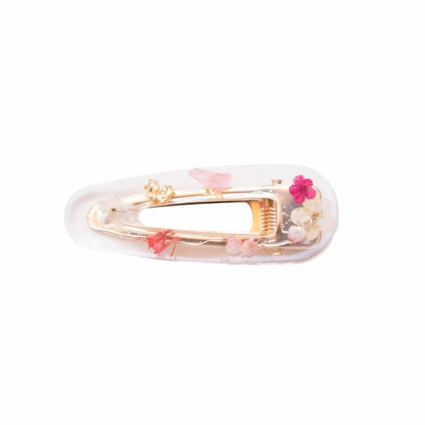 barrette femme résine fleurs séchées