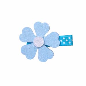 Barrette fleur bleu paillettes