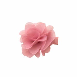 Barrette fleur organza vieux rose