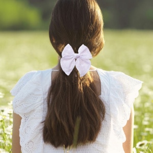 Barrette grand noeud blanc broderie anglaise