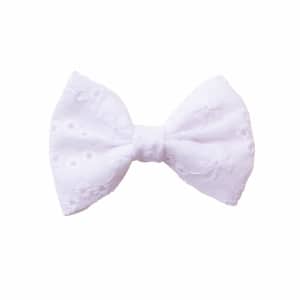 Barrette noeud broderie anglaise blanc