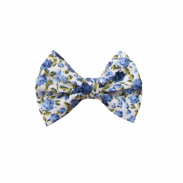 Barrette fille ,noeud fleurs bleues