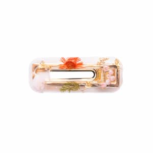 Barrette résine rectangle fleurs séchées